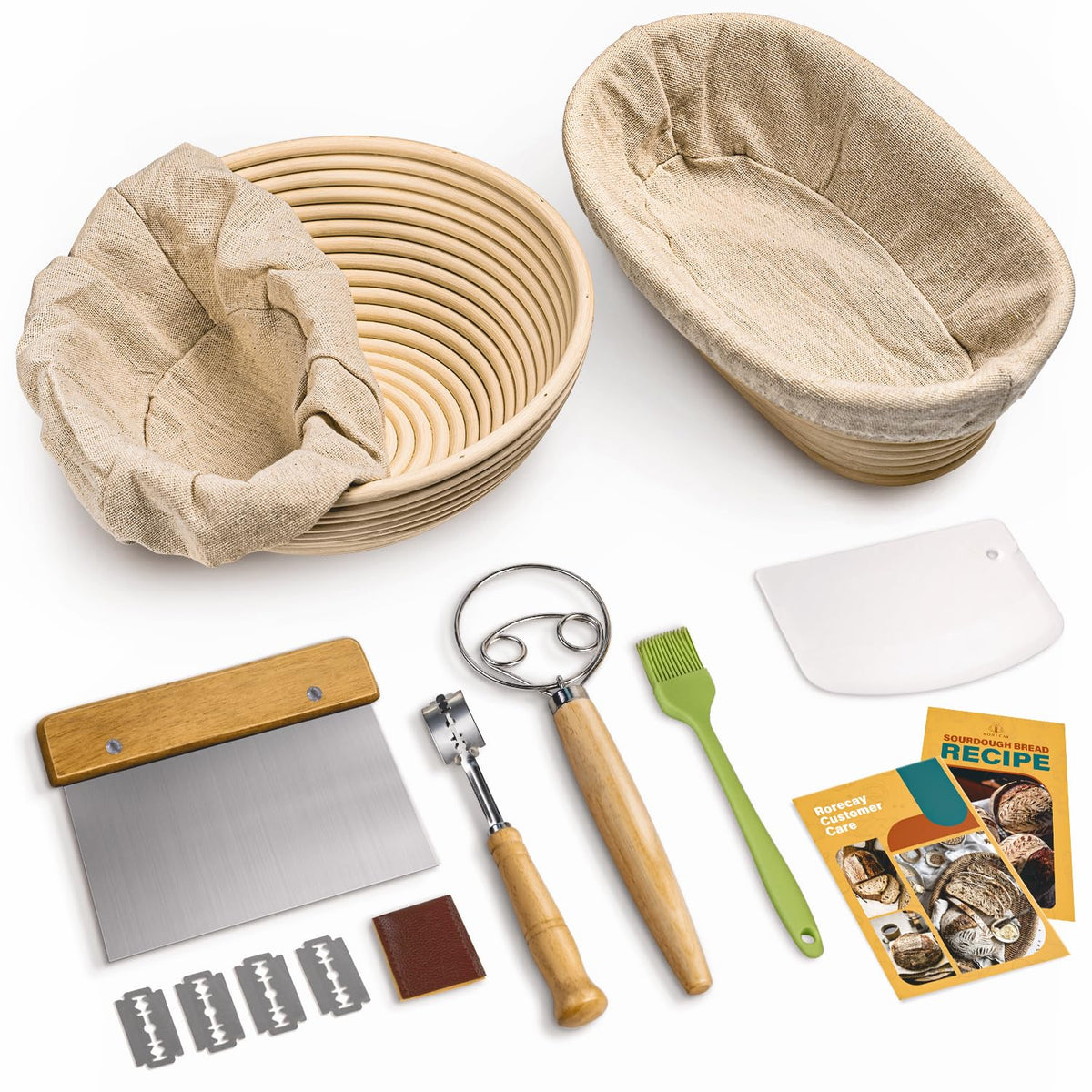 Rorecay Sourdough Starter Kit with Banneton Bread Proofing Baskets