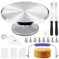 12 Inch Cake Turntable Decorating Stand with Aluminum,Cake Turntable Decorating Kit,Rotating Cake Stand Cake Spinner Stand Leveler Set Pastries Decorations Cake Turner Table Tools