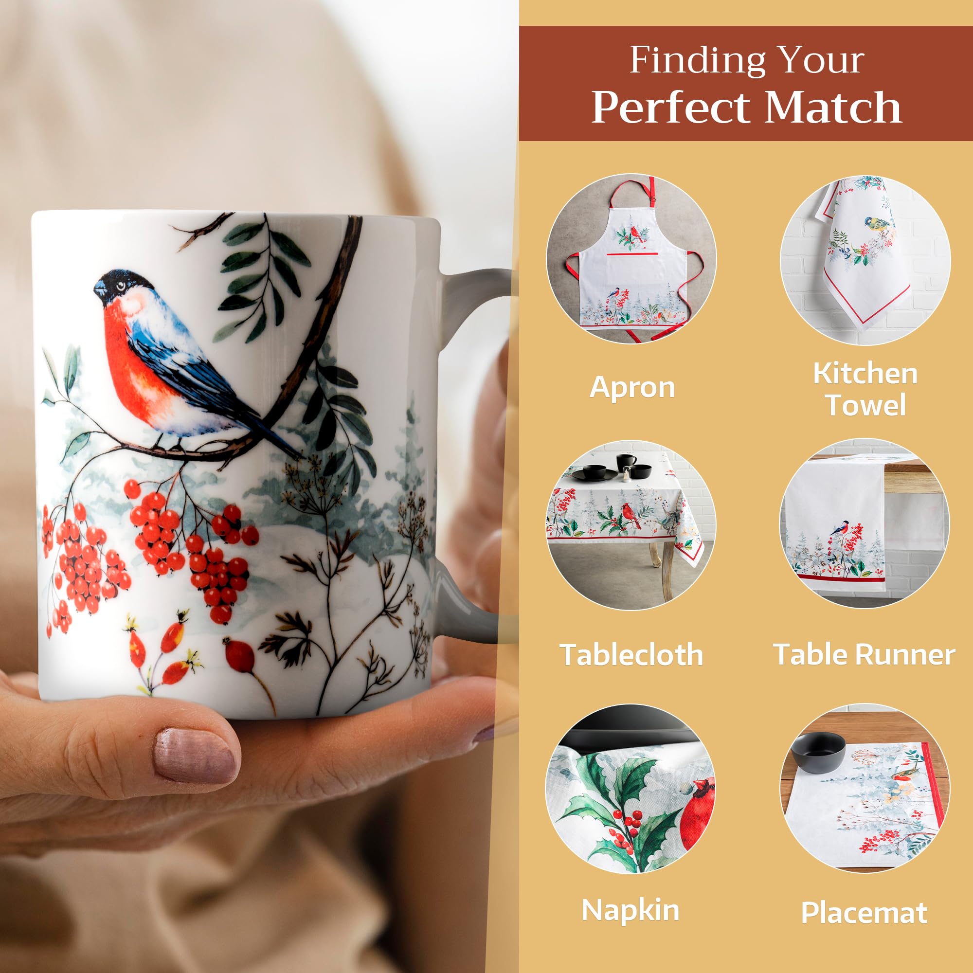 Maison d' Hermine Coffee Mug with Handles Tea Cups (15 Ounce, Pack of 1)