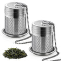 Yoassi Tea Infusers for Loose Tea, 2 Pack Extra Fine Mesh Tea Strainers, 18/8 Stainless Steel Loose Leaf Tea Steeper Tea Diffusers with Extended Chain Hook and Drip Tray