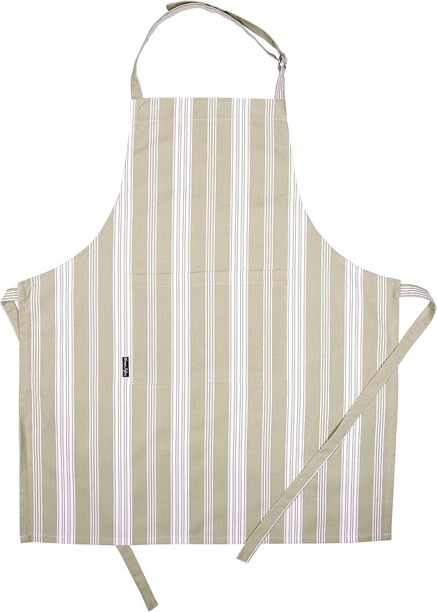 AMOUR INFINI Cotton Solid Aprons for Women with Pocket, Adjustable Strap and Waist Ties Washed Chef Aprons for Cooking, Baking and Gardening (27.5x33 Inches - Green)