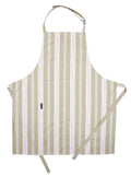 AMOUR INFINI Cotton Striped Aprons for Women with Pockets - Adjustable Strap and Waist Ties Printed Apron for Baking, Cooking, Gardening (27.5 x 33 Inches - Tan)