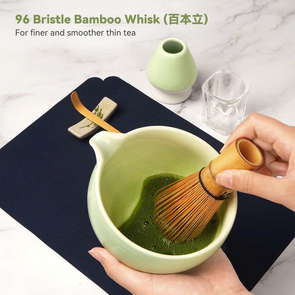 Joiish 10-Pcs Matcha Whisk Set, Matcha Kit with Measuring Spoon/Cup, Green