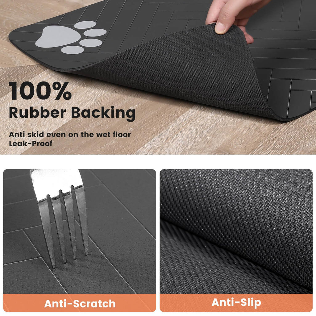 Pet Feeding Mat-Absorbent Pet Placemat for Food and Water Bowl, with Waterproof Rubber Backing, Quick Dry Water Dispenser Mat for Dog and Cat (24"x16", Blue)