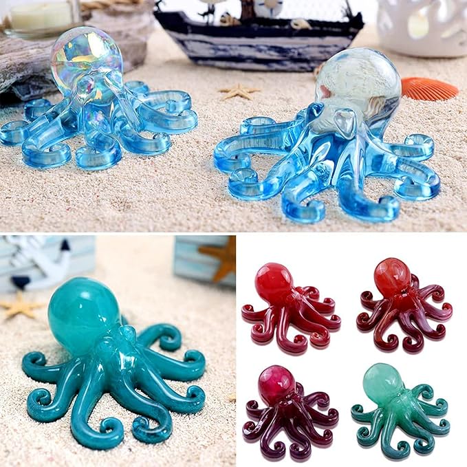 Octopus Resin Mold, Gasusen 3D Sea Animals Octopus Silicone Molds for Epoxy Resin Casting, Soap Candles Making, Home Decor Gifts, DIY Craft