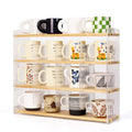 KAOTGOT Mug Shelf 4-Tier Walnut Coffee Cup Displays,Kitchen Spice Storage