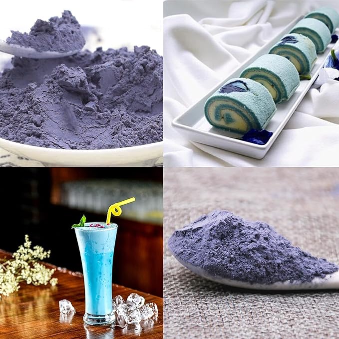 Blue Matcha Butterfly Pea Powder 4 Oz | OkO-OkO - Premium - 100% Natural from flowers of Ternatea Thailand No additives - infusion, Blue Herbal tea, Organic Vegan food coloring, cocktail, meal, baking