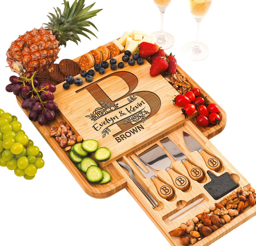 Personalized Charcuterie Board Gifts Set, Custom Large Cheese Board, Charcuterie Board for Wedding, Anniversary, Birthday, Housewarming, Engagement, Party, New Home Gift Couple, Fathers Day, Christmas