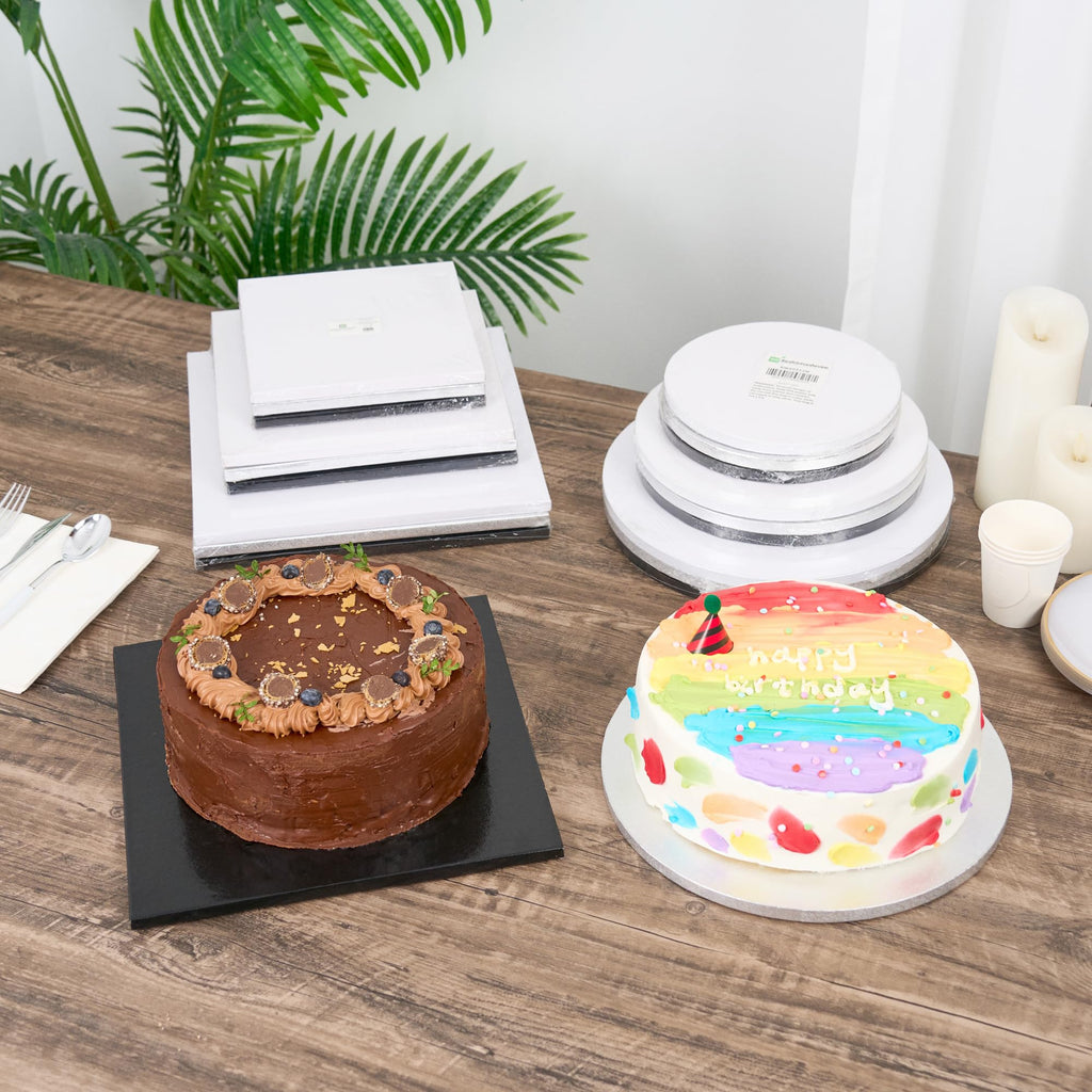 Restaurantware Round Black Cardboard Cake Drum Board, 12 in