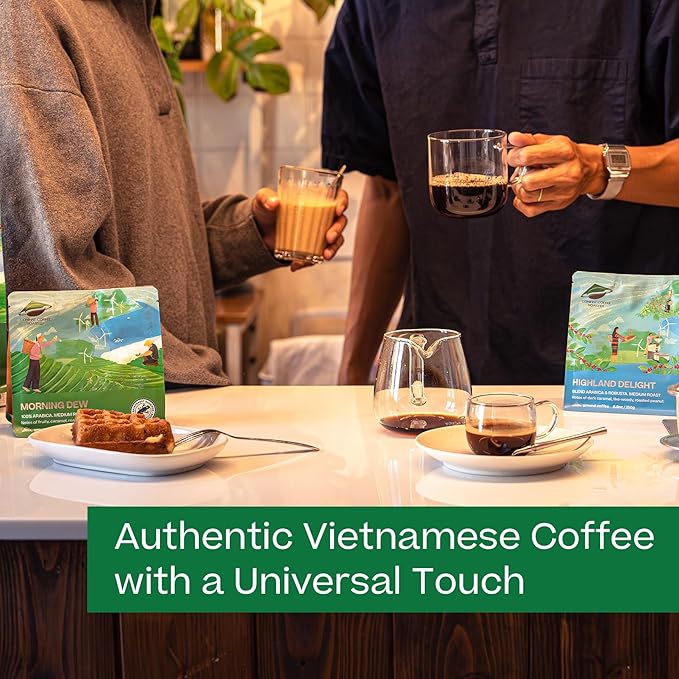 Conihat Whole Bean Coffee - 100% Vietnamese Premium Arabica, Medium Roast, Fruity, Caramel & Hazelnut Notes, Rich & Smooth, Low Acid, Single Origin, Hand-Picked, 8.8 Oz Bag