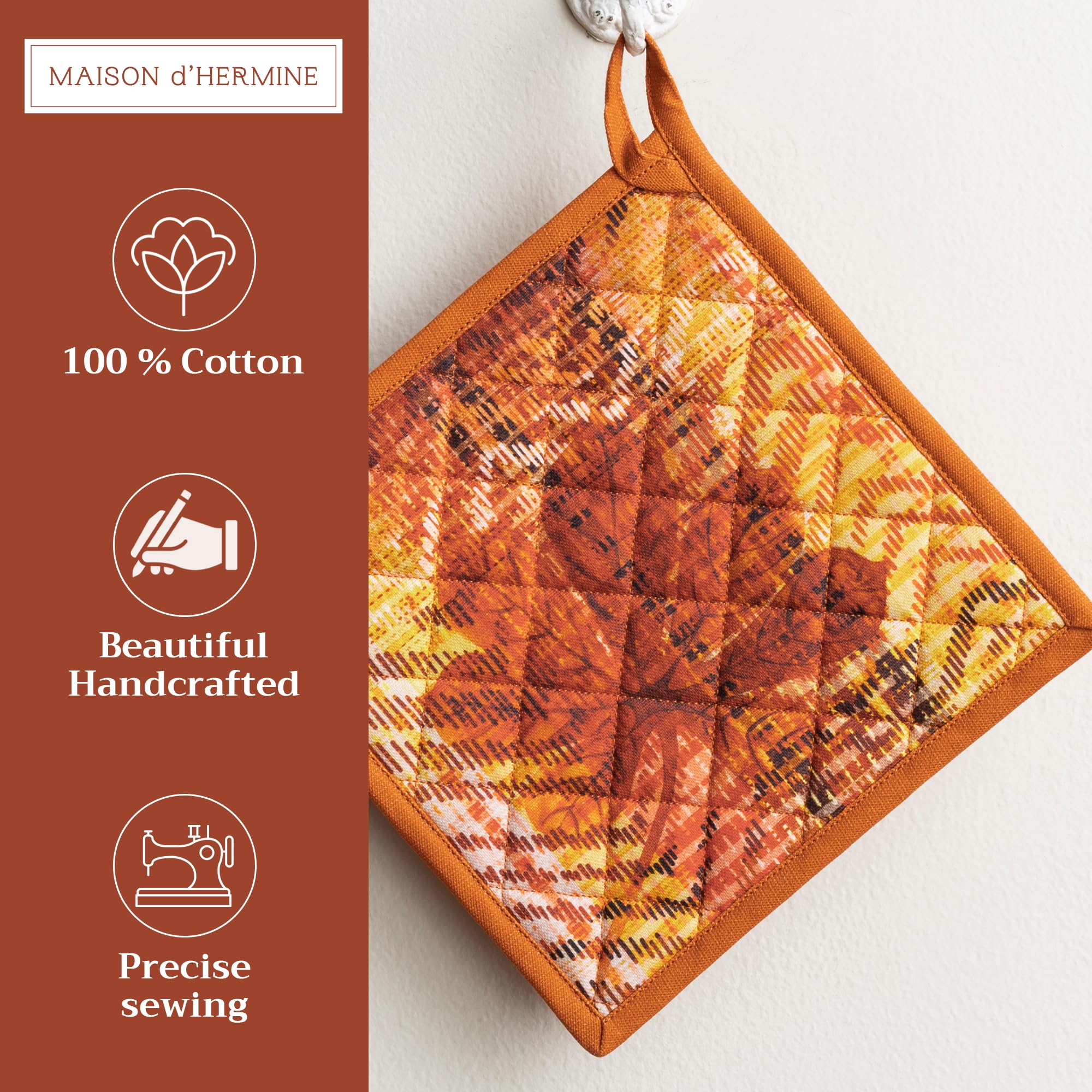 Maison d' Hermine Pot Holders 100% Cotton Potholders (8" x 8", Pack of 1)