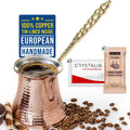 Volarium Turkish Coffee Pot, Greek Arabic Coffee Maker, Hammered Copper Coffee Cezve, Stove Top Coffee Maker (Large)