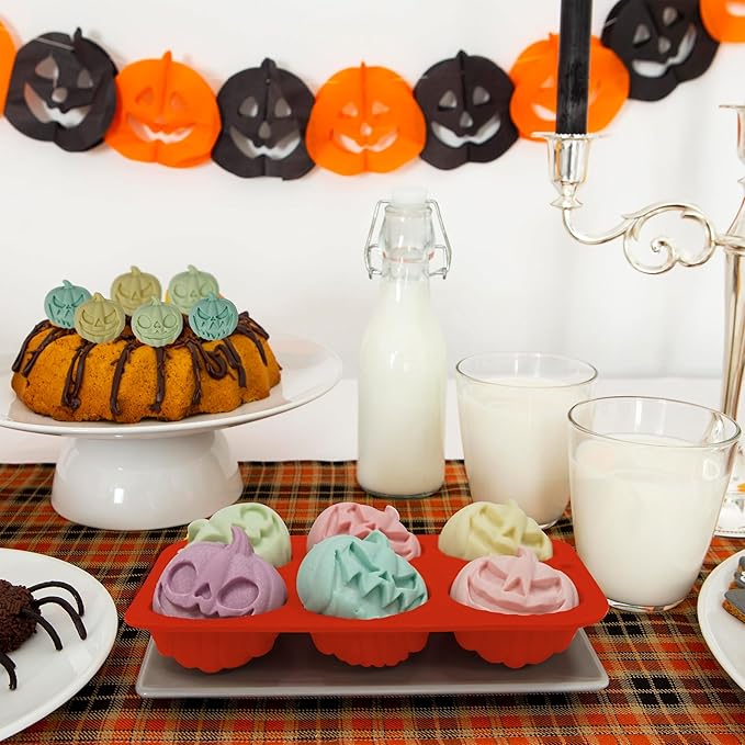 2Pcs Halloween Pumpkin Molds Silicone for Chocolate Candy, 3D Halloween pumpkin Molds Silicone for Candy Gummy (Pumpkin)