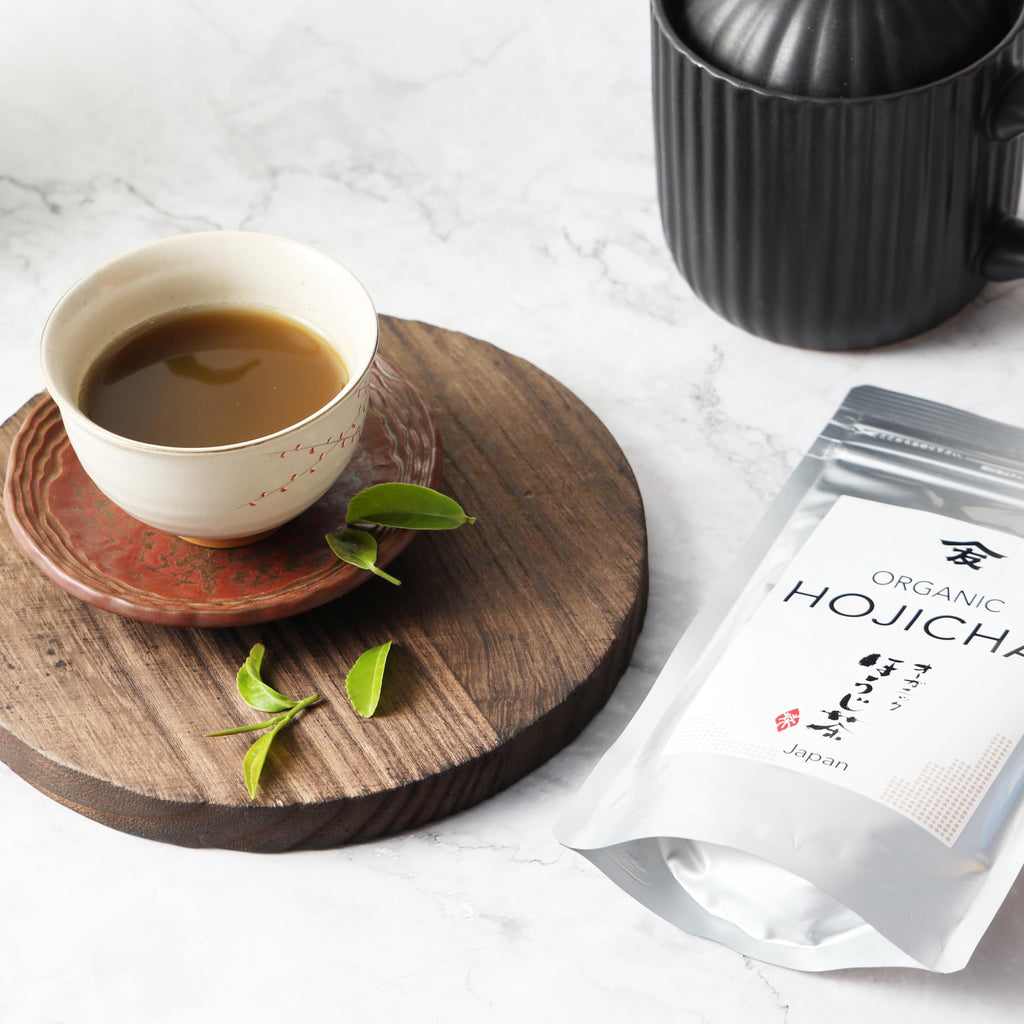 TOMOSAN Hojicha Tea - Japanese Organic Loose Leaf Premium Green Tea - Roasted Kukicha & Sencha Blend, Low Caffeine, USDA Certified, Uji-Kyoto, 100g/3.5oz
