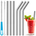 0.4" Extra Wide Stainless Steel Reusable Straws for Smoothie, Boba, 6 Pack