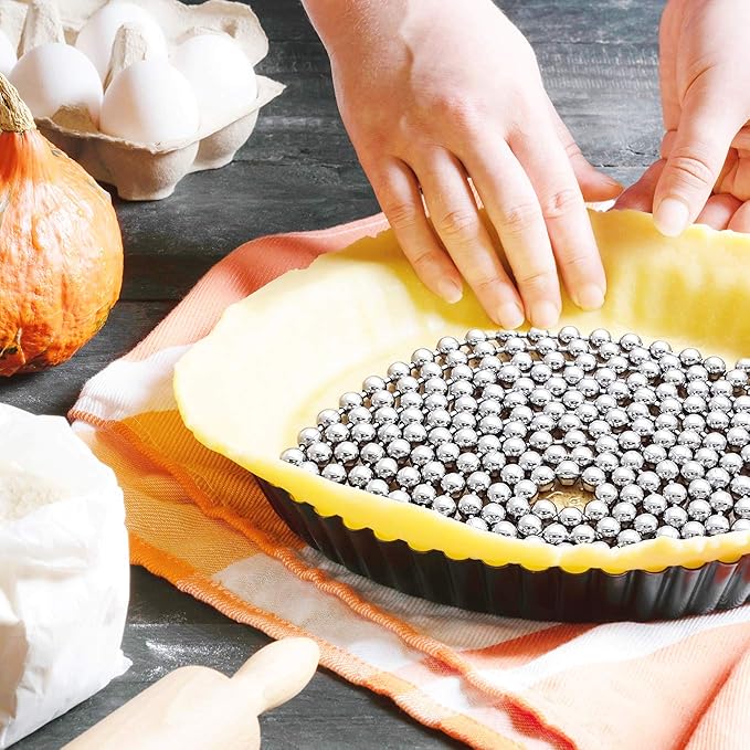 Durable Baking Supplies: Stainless Steel Chain Pie Weights, Reusable and Easy to Clean, Odorless, Safe Pie Weights for Pie Crusts, Oven Safe Baking Beads (10 feet)