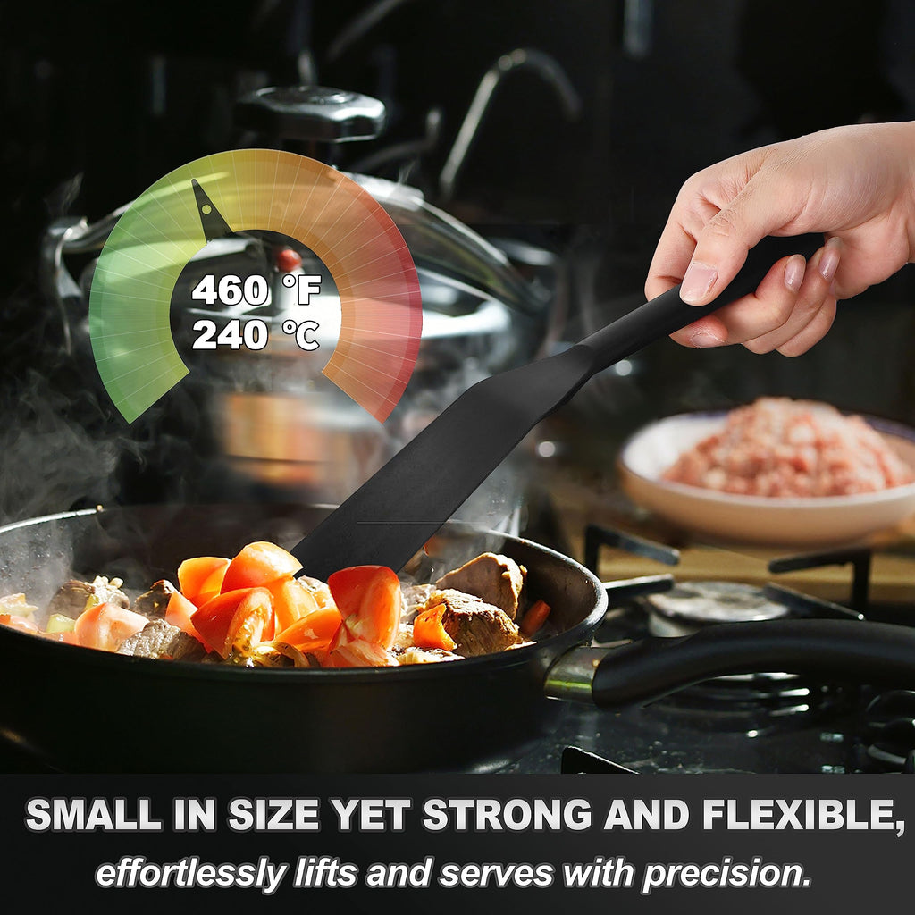 Anaeat Silicone Thin Spatula Set of 2 - Mini Brownie Serving Spatulas - Non Stick Spurtle Turner for Easy Cooking Eggs, Omelet, Pancake, Burgers, Pizza, Steak, Crepes, Heat Resistant & BPA Free