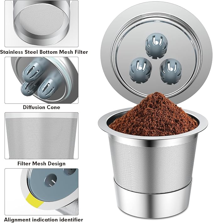 Stainless Steel Reusable K Cups Compatible with Ninja Coffee Maker,Upgrade2 Pack K Cups Reusable Coffee Pods,Permanent Coffee Filters Fit Ninja CFP201 CFP300 CFP301 CFP305 CFP307 CFP400 (2Pack)