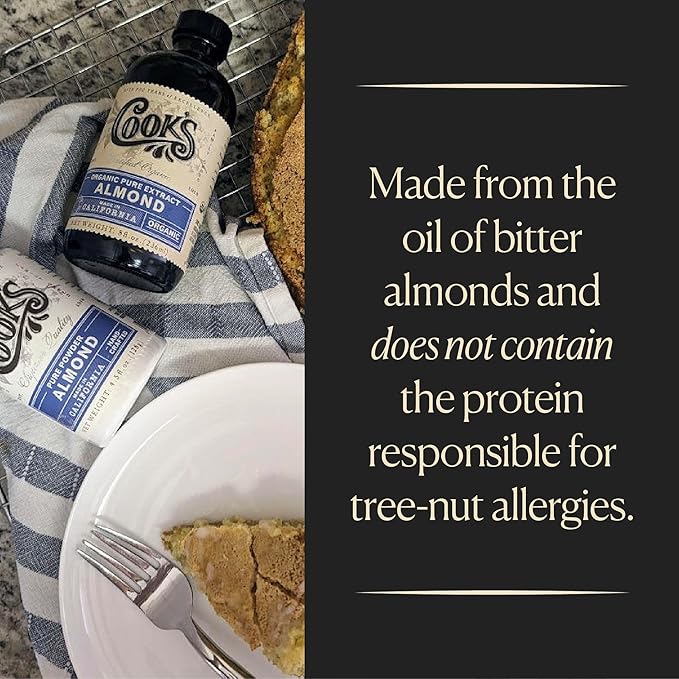 Cook’s, Pure Almond Extract for Baking, Cooking, and Mixology, Allergen Free Almond Flavoring Extract, 8 oz