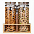 KKC Airtight Glass Nut Storage Jar with Spoon (50 oz / 1.5L) – Large Food Canister with Bamboo Lid for Nuts, Walnuts, Cashews, Almonds – Keeps Snacks Crunchy – Pantry Organization Container