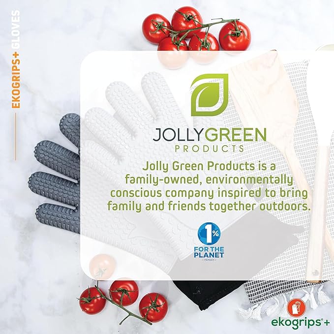 Ekogrips Plus Oven Gloves with Fingers, Comfy Waterproof Silicone Oven Mitts Heat Resistant with Long Cuff, Insulated BBQ Gloves Perfect for Grilling, Baking, Smoker, Canning, and Pizza, Red, OSFM