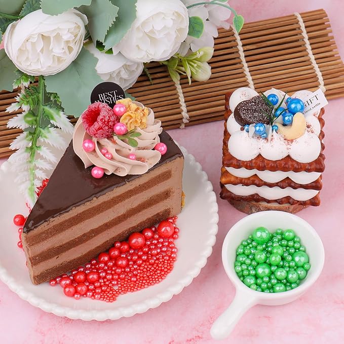 Rainbow Sprinkles for Cake Decorating, 6 Sizes Mix Colorful Edible Pearl Sugar Topping for Cupcake Ice Cream, Wedding Party Valentine Supplies 4.6 oz