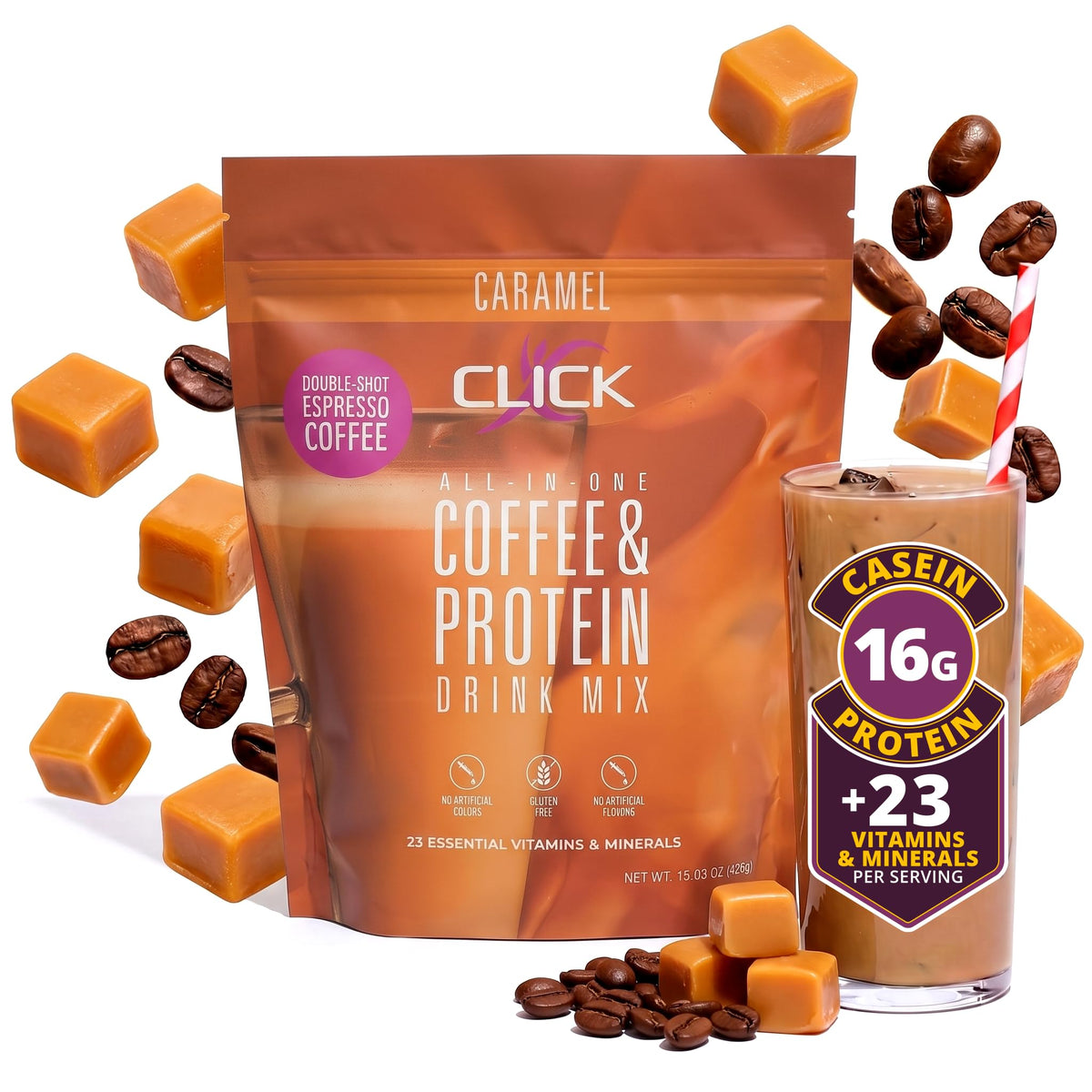 Mocha - Protein Coffee Drink - Double Shot Espresso, Hot and Cold - 15.8 oz