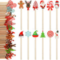 Jinei 120 Pcs Christmas Wooden Coffee Stirrers Wood Cocktail Coffee Stir Sticks Disposable Drink Stirrers for Stirring Hot Chocolate Milkshake Restaurant Home Office(Novel Style)
