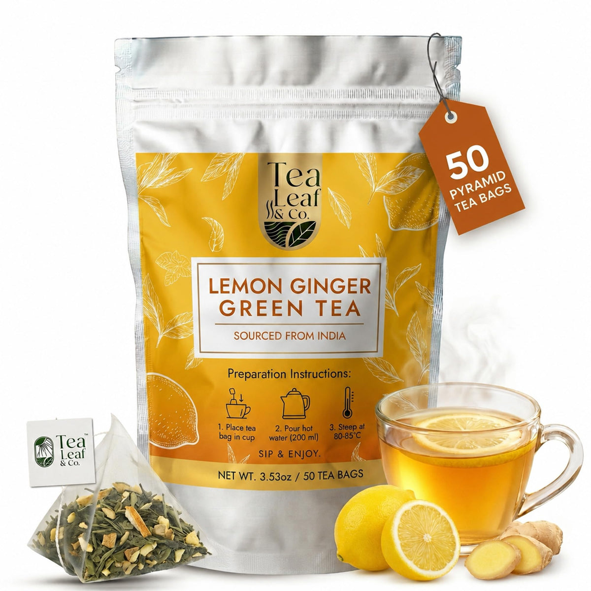 Sweet Hibiscus Cinnamon Green Tea (3.5oz), Natural Herbal Infusion, 50 Bags
