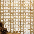 Fainne 100 Pcs Stencils for Painting on Wood Reusable Stencil Crafts Drawing Templates Holiday Wall Paper for DIY Scrapbook Home 2 x 2 Inch(Mushroom)