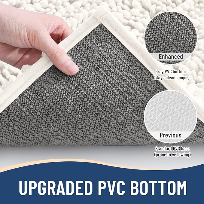 Arotive Luxury Chenille Bathroom Rug Mat, Extra Soft Thick Absorbent Shaggy Bath Rugs, Non-Slip Machine Wash Dry, Plush Bath Mats for Bathroom, Shower and Tub, 30x20, Ivory
