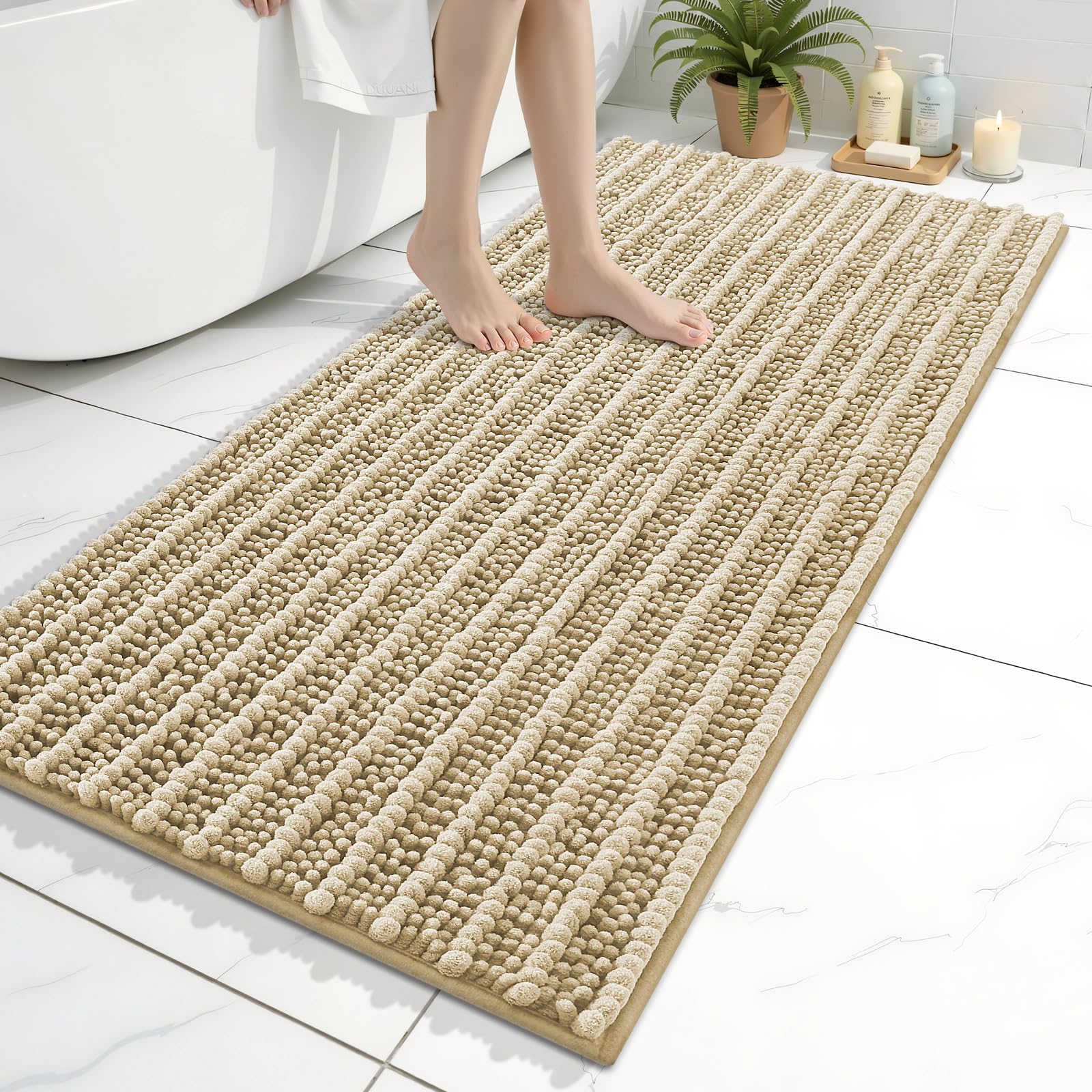 Arotive Bathroom Rugs Mat 30x17, Soft Absorbent Chenille Shaggy Bath Mat — 47" X 24"
