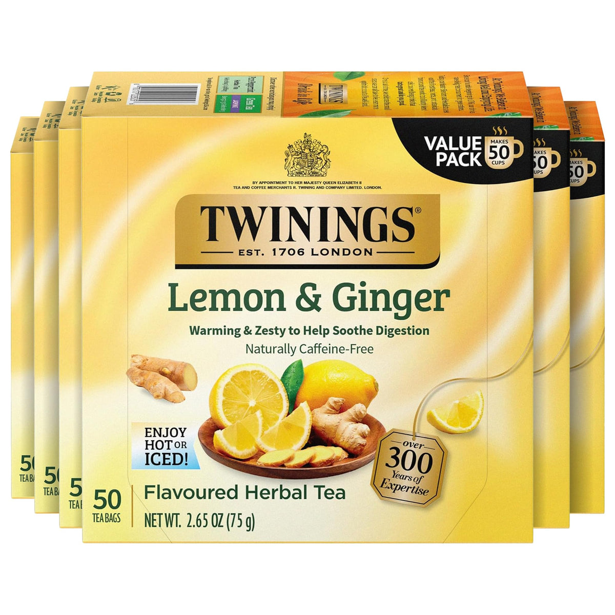 Twinings Pure Green Tea, Caffeinated, Tea Bags, 50 CT Box (6 Pack)