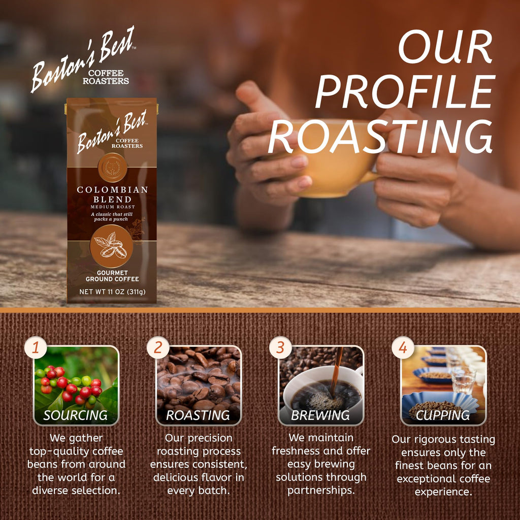 Boston’s Best Coffee - Colombian Blend Delicious Gourmet, Premium Ground Coffee, 11 oz. / 311 g Coffee Bag