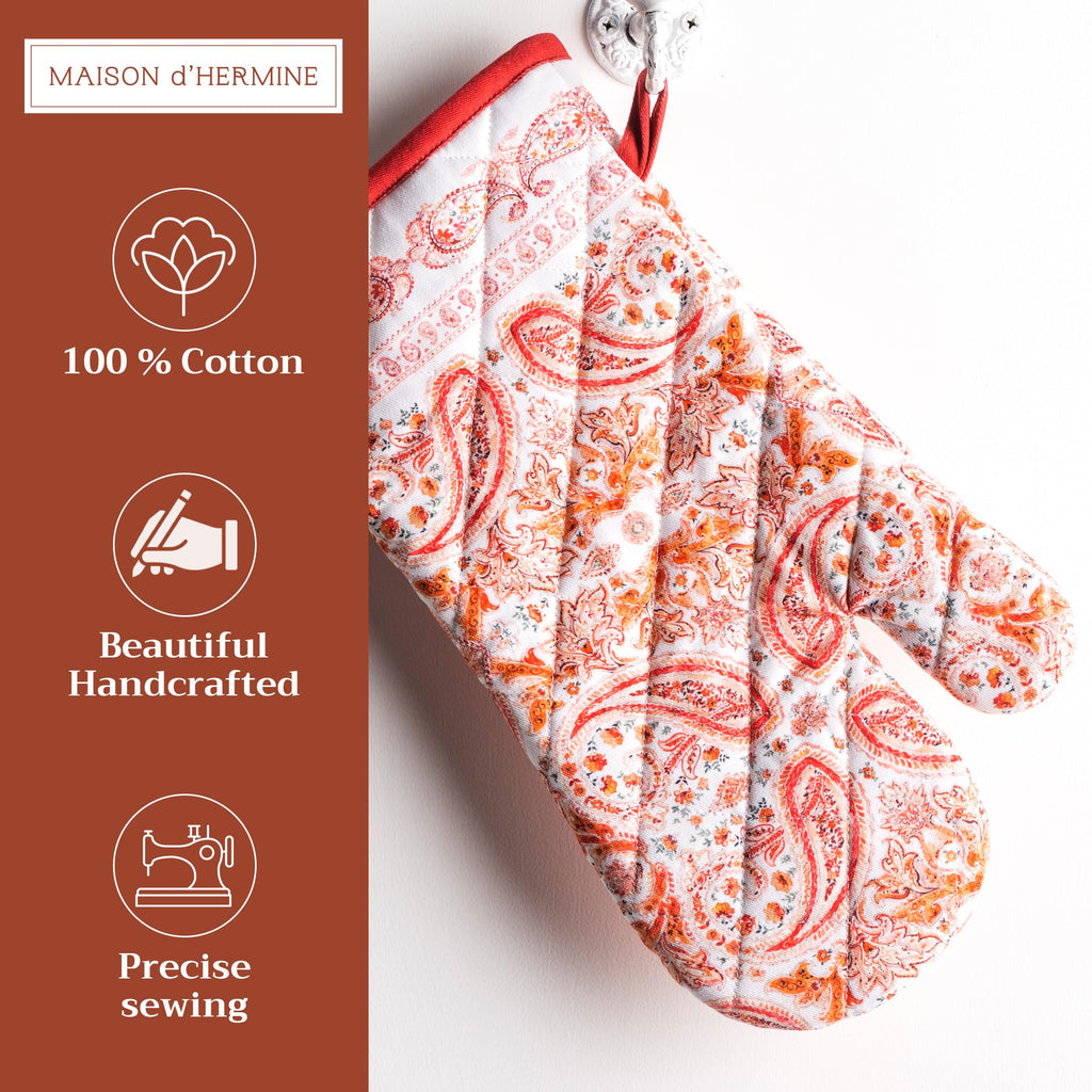 Maison d'Hermine Oven Gloves 100% Cotton Oven Mitt (7" x 13", Pack of 1)