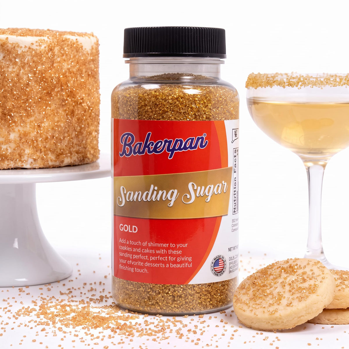 Bakerpan Silver Sanding Sugar for Baking & Cookie Decorating - 5 oz Decorating Sugar Sprinkles for Cookies, Cakes & Cocktails | Kosher, Gluten-Free, Made in USA