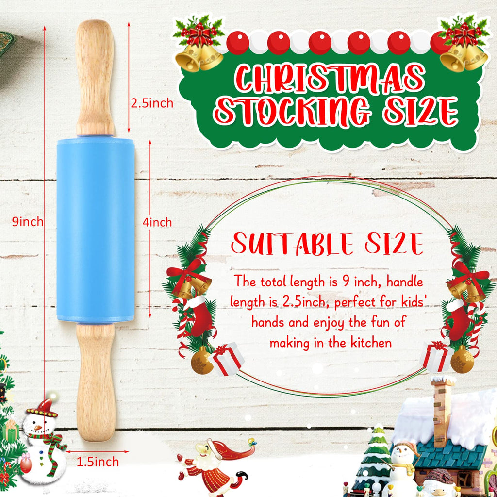 Thenshop 10 Pcs 9 Inch Mini Rolling Pins Kids with Wooden Handle