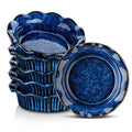 vancasso Ceramic Mini Pie Pans Set of 6, 5.2 Inch Small Pie Plates for Baking with Ruffled Edge, Individual Quiche Baking Dishes Tart Pans, Mini Pot Pie Plates for Microwave & Oven Safe, Blue