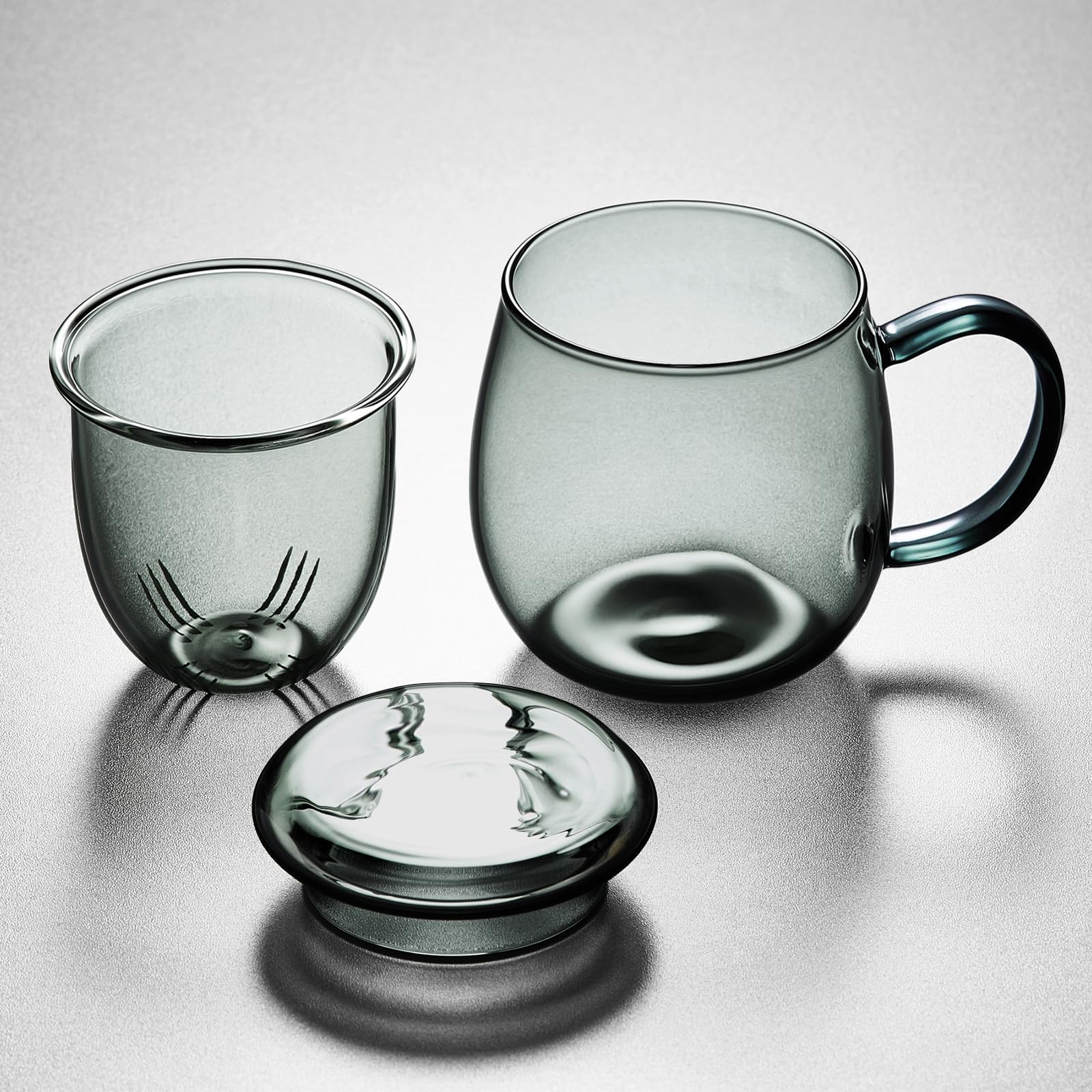 Glass Tea Cup with Infuser and Lid, 17.6oz/520ml Large Borosilicate Teacup, Clear Mug for Loose Leaf Tea, Blooming Tea, Tea Bags - Perfect Christmas or Birthday Gift for Men.