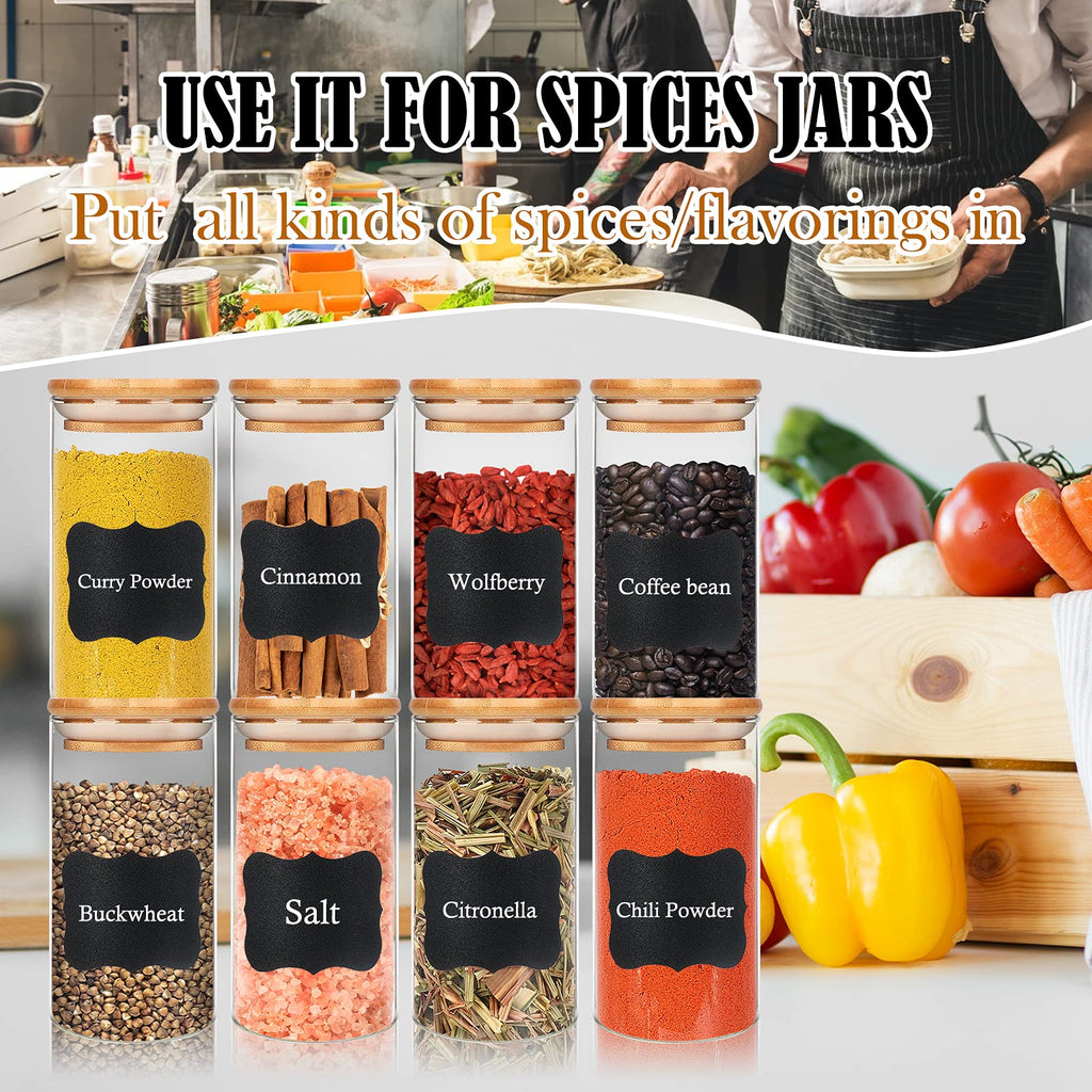 DHSBTLS 15 Pack 10 oz Glass Jars With Bamboo Lids for Kitchen, Pantry