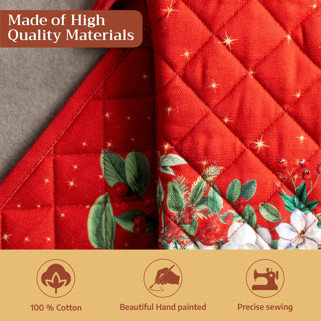 Maison d' Hermine 100% Cotton Oven Mitt & Pot Holder Set (7.5"x13" & 8"x8")