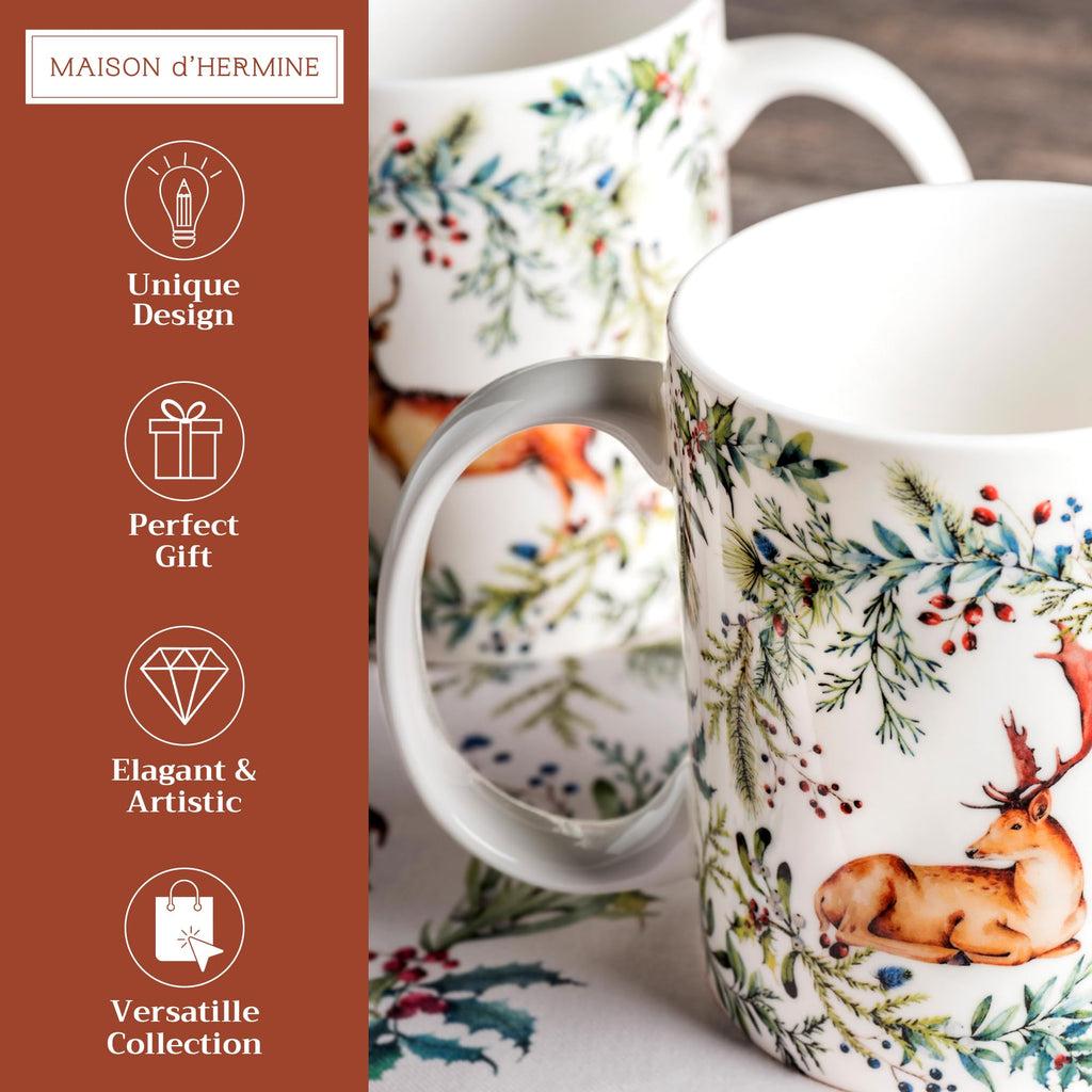 Maison d' Hermine Coffee Mug with Handles Tea Cups (15 Ounce, Pack of 2)