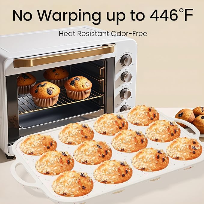 Vinino 2Pack Silicone Muffin Pans for Baking with Metal Reinforced Frame, 12 Cups Regular Size Nonstick Silicone Cupcake Pan, BPA Free Oven Dishwasher Safe Baking Mold for Muffins Cupcakes