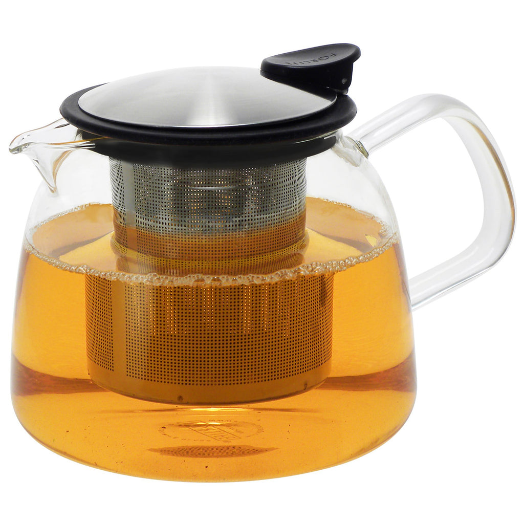 Forlife Bell Glass Teapot with Basket Infuser, 24-Ounce/730ml, Black Graphite
