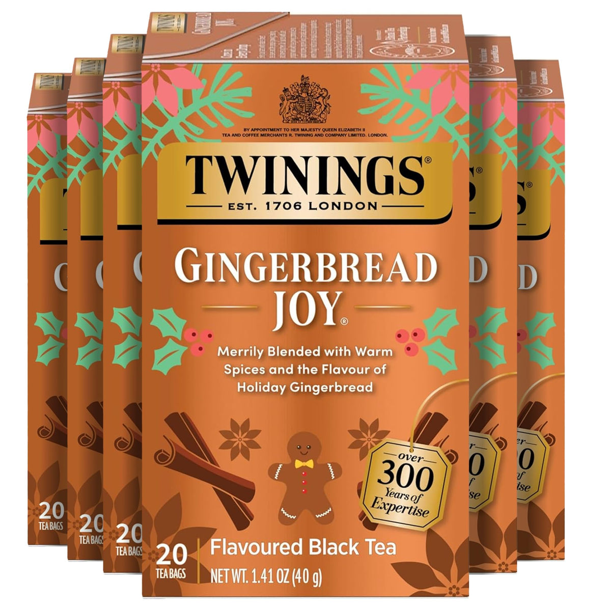 Twinings English Breakfast Black Tea Individually Wrapped Bags, 20 Count (Pack of 6), Flavourful, Robust, Caffeinated, Enjoy Hot or Iced, 120 Teabags