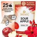 BREWIX, Sour Apple Hibiscus Tea Bags (25 Pyramid Tea Bags) Refreshing Wellness Brew for Any Mood | Caffeine-Free Herbal Fruit Tea with Real Apple, Hibiscus & Rosehip | Tart, Fruity & Refreshing | Hot or Iced Tea