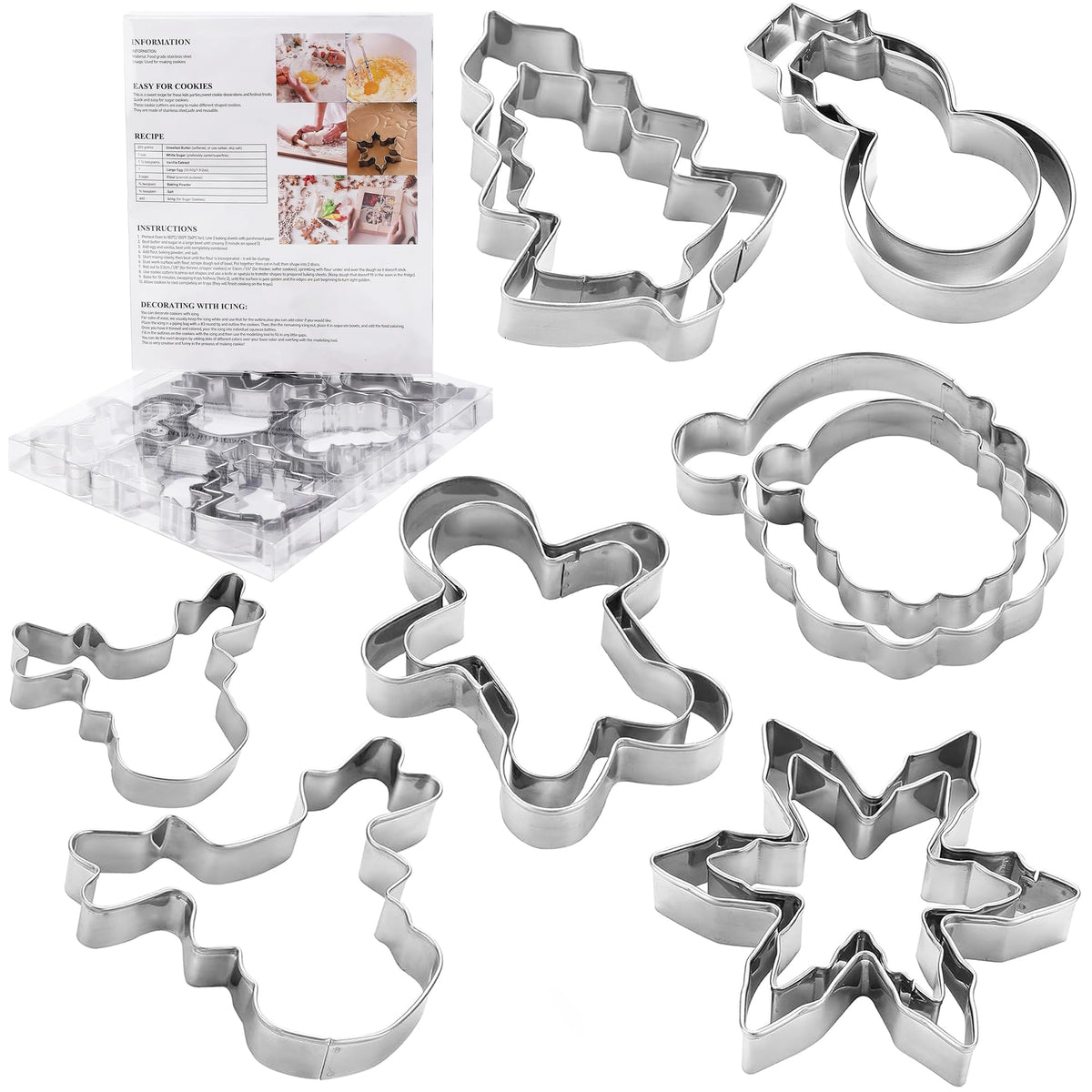 MrCookie 4" Large Christmas Cookie Cutters Set,Thickened Stainless Steel