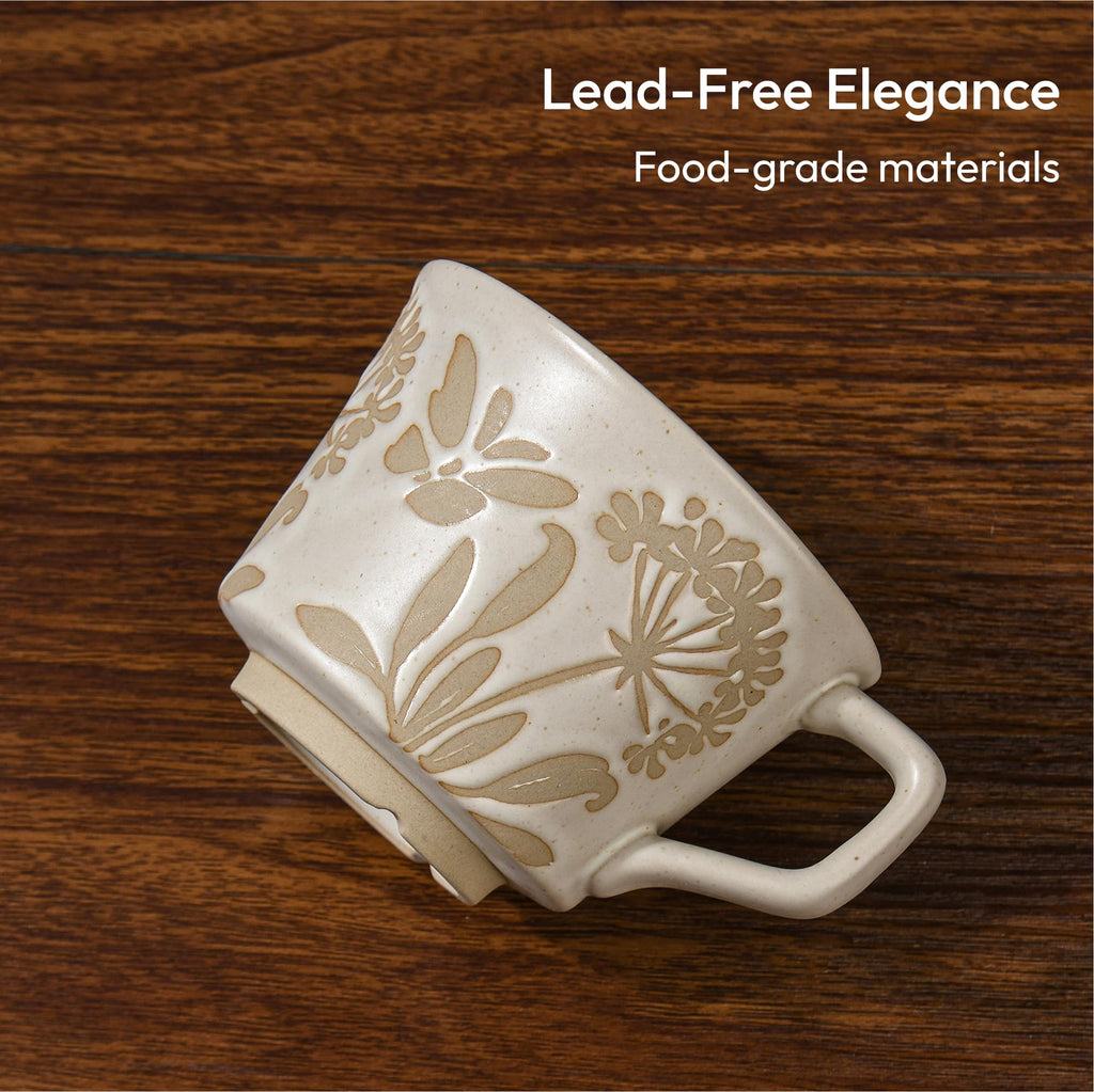 LINVIA 11 oz Ceramic Coffee Mug, Stoneware Teacup with Handle