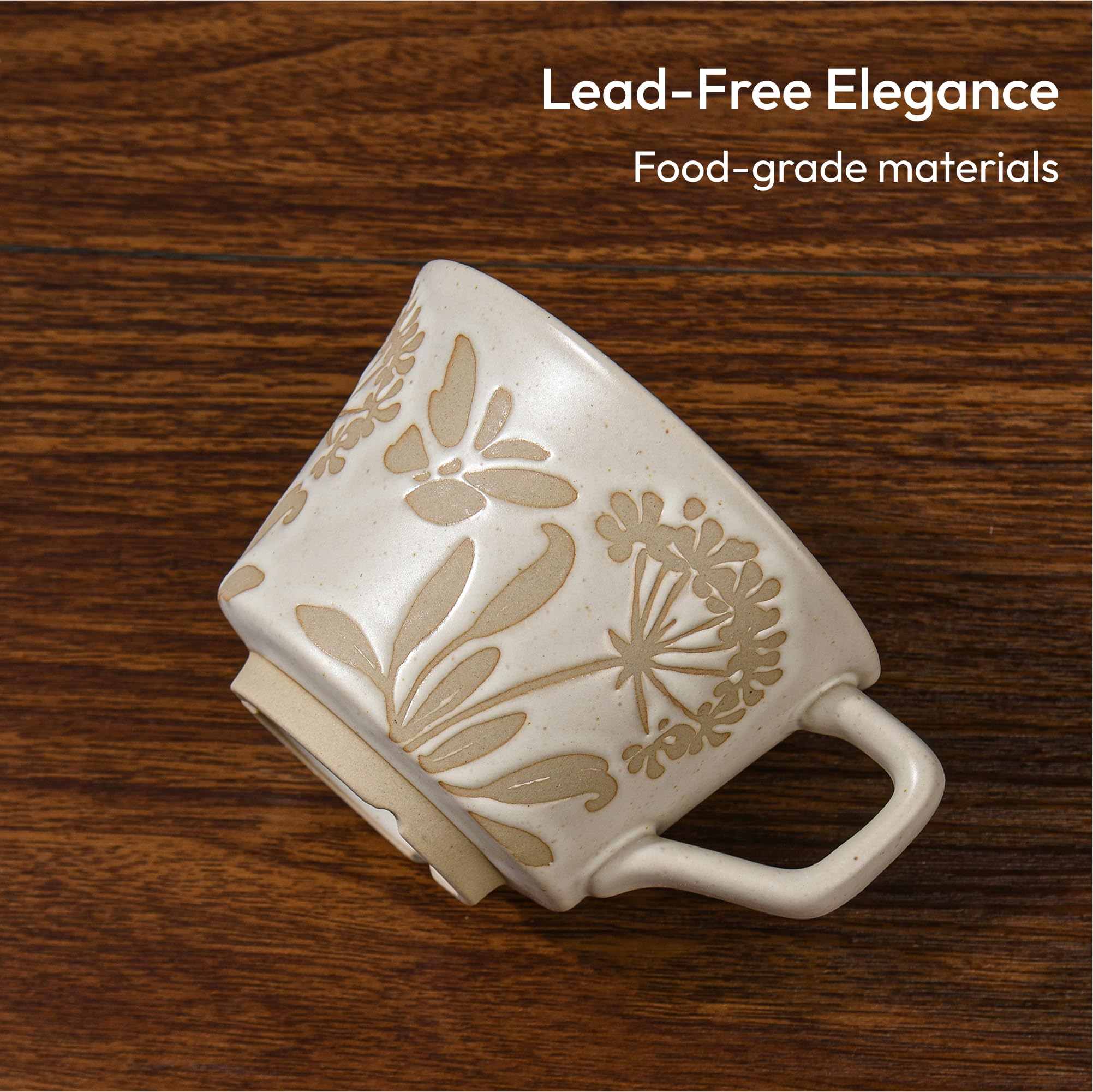 LINVIA 11 oz Ceramic Coffee Mug, Stoneware Teacup with Handle