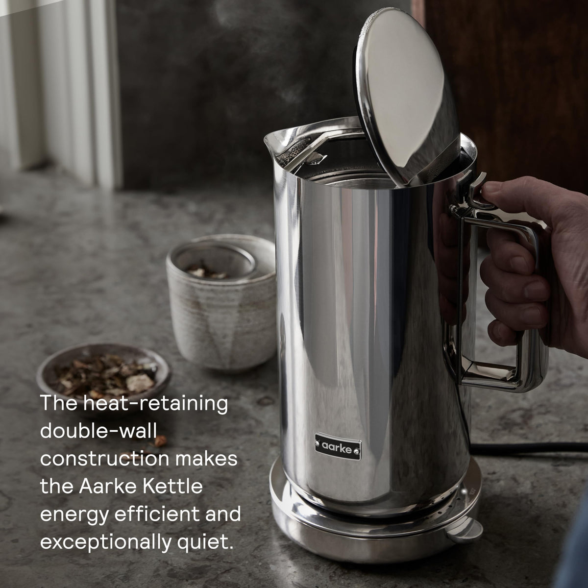 Aarke Kettle - Electric Stainless Steel Tea Kettle 1.2L (40oz), Steel